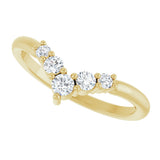 14K Gold Round Natural Diamond Accented Graduated V Ring - Yellow Gold - view 5