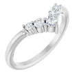 Platinum Round Natural Diamond Accented Graduated V Ring