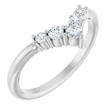 Platinum Round Natural Diamond Accented Graduated V Ring