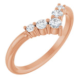 14K Gold Round Lab-Grown Diamond Accented Graduated V Ring - Rose Gold