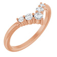 14K Gold Round Natural Diamond Accented Graduated V Ring - Rose Gold