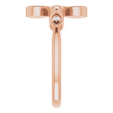 14K Gold Round Natural Diamond Accented Sideways Cross Ring – 1.3mm Stones - Rose Gold - view 4