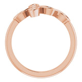 14K Gold Round Natural Diamond Accented Sideways Cross Ring – 1.3mm Stones - Rose Gold - view 2