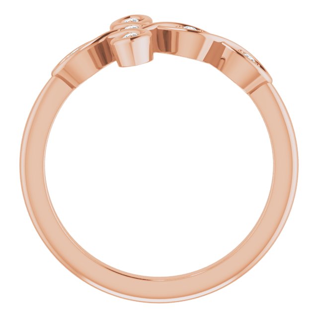 14K Gold Round Natural Diamond Accented Sideways Cross Ring – 1.3mm Stones - Rose Gold - view 2