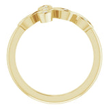 14K Gold Round Natural Diamond Accented Sideways Cross Ring – 1.3mm Stones - Yellow Gold - view 2