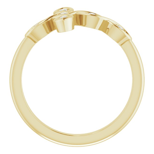 14K Gold Round Natural Diamond Accented Sideways Cross Ring – 1.3mm Stones - Yellow Gold - view 2