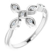 Platinum Round Natural Diamond Accented Sideways Cross Ring