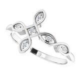 Platinum Round Natural Diamond Accented Sideways Cross Ring - view 5