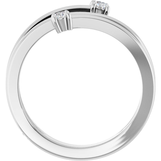 Platinum Round Natural Diamond Two-Stone Bypass Ring – 2.5mm Stones - view 2