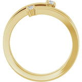 14K Gold Round Natural Diamond Two-Stone Bypass Ring – 2.5mm Stones - Yellow Gold - view 2