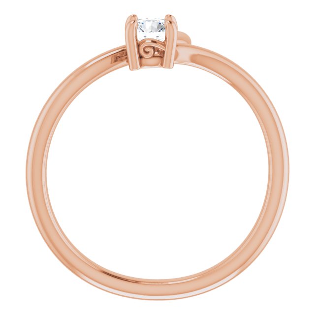 14K Gold Round Natural Diamond Solitaire Bypass Ring - Rose Gold - view 2