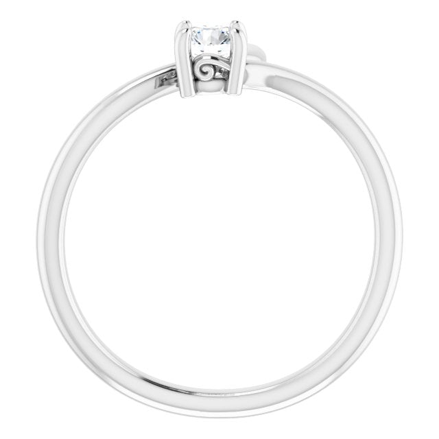 14K Gold Round Natural Diamond Solitaire Bypass Ring - White Gold - view 2