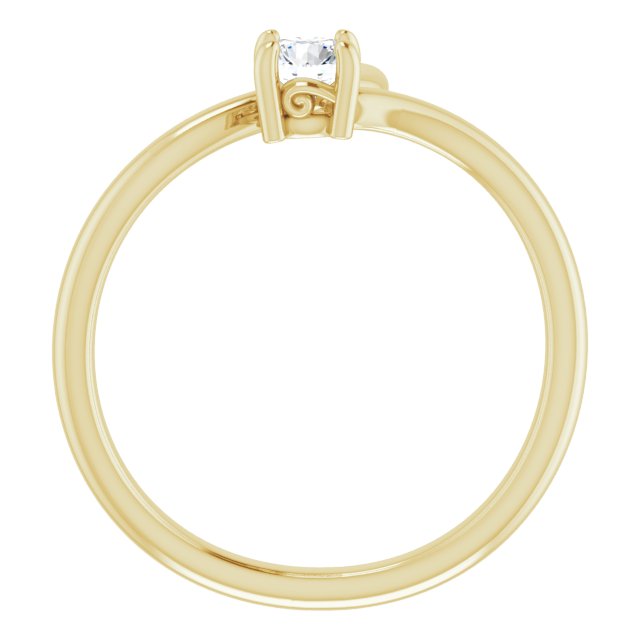 14K Gold Round Natural Diamond Solitaire Bypass Ring - Yellow Gold - view 2