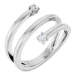 Platinum Round Natural Diamond Two-Stone Bypass Ring – 2.5mm Stones