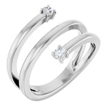 14K Gold Round Natural Diamond Two-Stone Bypass Ring – 2.5mm Stones - White Gold