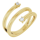 14K Gold Round Natural Diamond Two-Stone Bypass Ring – 2.5mm Stones - Yellow Gold