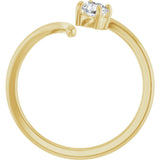14K Gold Pear Natural Diamond Negative Space Ring - Yellow Gold - view 2