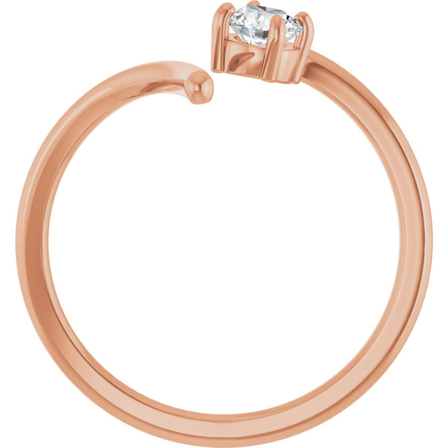 14K Gold Pear Lab-Grown Diamond Negative Space Ring - Rose Gold - view 2