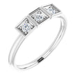 Platinum Round Natural Diamond Three-Stone Stackable Ring