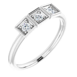 Platinum Round Natural Diamond Three-Stone Stackable Ring