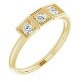 14K Gold Round Natural Diamond Three-Stone Stackable Ring - Yellow Gold