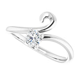 14K Gold Round Natural Diamond Solitaire Bypass Ring - White Gold - view 5