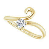 14K Gold Round Natural Diamond Solitaire Bypass Ring - Yellow Gold - view 5