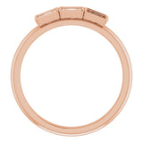 14K Gold Round Natural Diamond Three-Stone Stackable Ring - Rose Gold - view 2