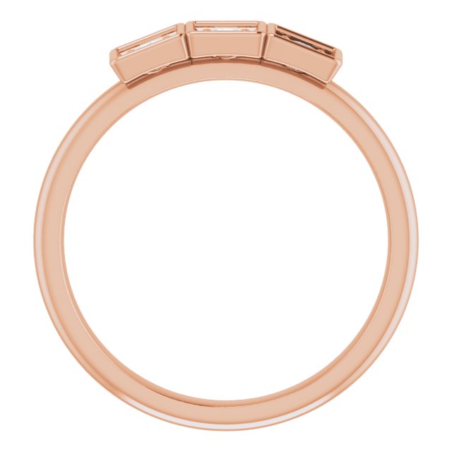 14K Gold Round Natural Diamond Three-Stone Stackable Ring - Rose Gold - view 2