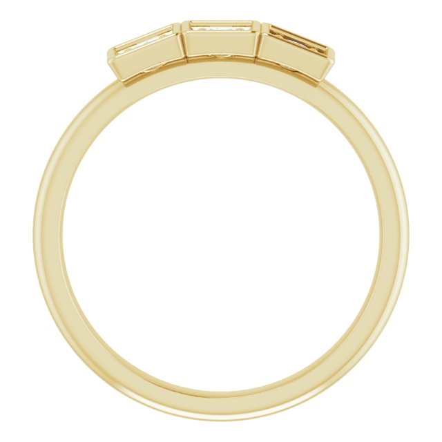 14K Gold Round Natural Diamond Three-Stone Stackable Ring - Yellow Gold - view 2