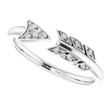 Platinum Round Natural Diamond Accented Arrow Ring - view 5