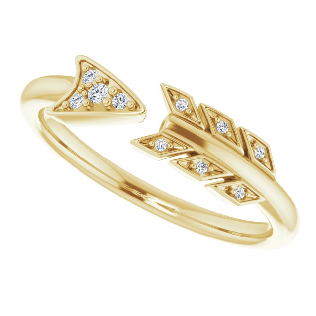 14K Gold Round Natural Diamond Accented Arrow Ring - Yellow Gold - view 5