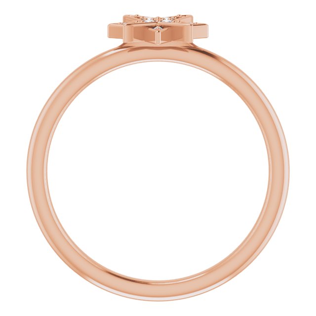 14K Gold Round Natural Diamond Star Ring - Rose Gold - view 2