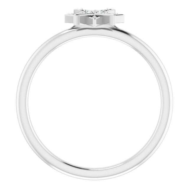 Platinum Round Natural Diamond Star Ring - view 2