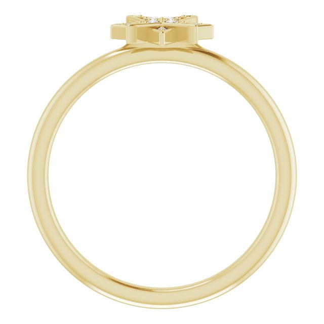 14K Gold Round Natural Diamond Star Ring - Yellow Gold - view 2
