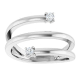 14K Gold Round Natural Diamond Two-Stone Bypass Ring – 2.5mm Stones - White Gold - view 3