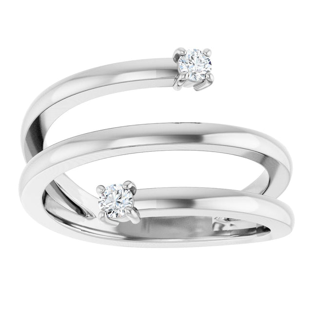 Platinum Round Natural Diamond Two-Stone Bypass Ring – 2.5mm Stones - view 3