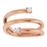 14K Gold Round Natural Diamond Two-Stone Bypass Ring – 2.5mm Stones - Rose Gold - view 3