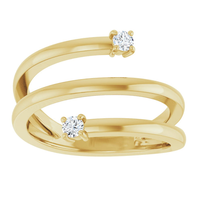 14K Gold Round Natural Diamond Two-Stone Bypass Ring – 2.5mm Stones - Yellow Gold - view 3
