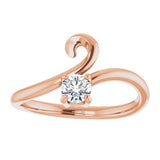 14K Gold Round Natural Diamond Solitaire Bypass Ring - Rose Gold - view 3