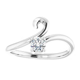Platinum Round Natural Diamond Solitaire Bypass Ring - view 3