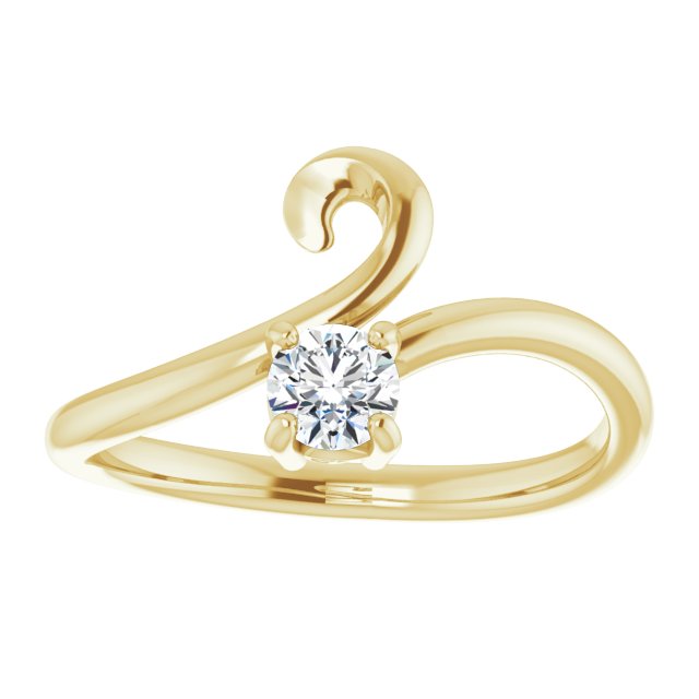 14K Gold Round Natural Diamond Solitaire Bypass Ring - Yellow Gold - view 3