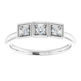 Platinum Round Natural Diamond Three-Stone Stackable Ring - view 3