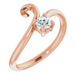 14K Gold Round Natural Diamond Solitaire Bypass Ring - Rose Gold