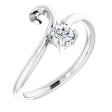 Platinum Round Natural Diamond Solitaire Bypass Ring