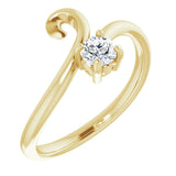 14K Gold Round Natural Diamond Solitaire Bypass Ring - Yellow Gold