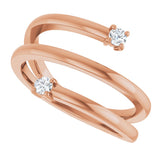 14K Gold Round Natural Diamond Two-Stone Bypass Ring – 2.5mm Stones - Rose Gold - view 5