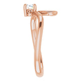 14K Gold Round Natural Diamond Solitaire Bypass Ring - Rose Gold - view 4