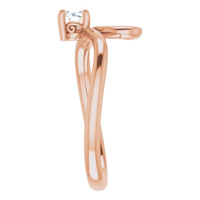 14K Gold Round Natural Diamond Solitaire Bypass Ring - Rose Gold - view 4