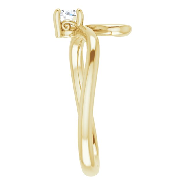 14K Gold Round Natural Diamond Solitaire Bypass Ring - Yellow Gold - view 4